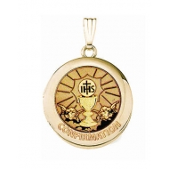 Solid 14k Yellow Gold Round  Confirmation  Chalice Locket