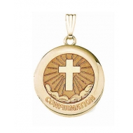 Solid 14k Yellow Gold Round  Confirmation  Cross Locket