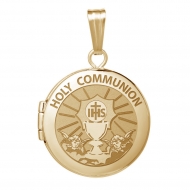14k Yellow Gold Round  Holy Communion   Locket