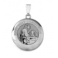 14k White Gold Round  First Holy Communion  Girl Locket