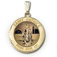 14k Yellow Gold Round Yellow  St  Patrick   Picture Locket