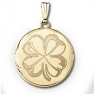 14k Yellow Gold Round Yellow  4 Leaf Clover   Picture Locket