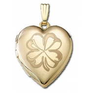 14K Yellow Gold Celtic  Sweetheart  4 Leaf Clover Locket