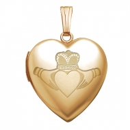 14K Yellow Gold  Sweetheart  Celtic Claddagh Locket