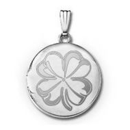 Sterling Silver Round 4 Leaf Clover Picture Locket