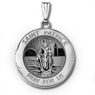 Sterling Silver Round St  Patrick Picture Locket