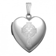 14k White Gold  Sweetheart  Celtic Cross Locket