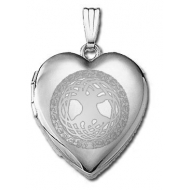 14k White Gold  Sweetheart  Celtic Tree of Life Locket