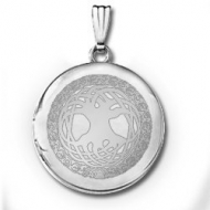 14k White Gold Round Tree of Life Locket