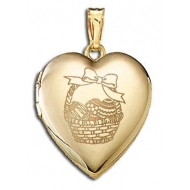 14K Yellow Gold Children s  Easter Basket  Heart Locket