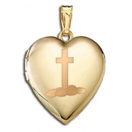 14K Yellow Gold Children s  Easter Eggs   Cross  Heart Locket