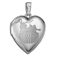 Sterling Silver Children s  Easter Bunny  Heart Locket