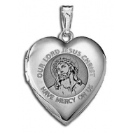 14K White Gold Children s  Our Lord Jesus  Heart Locket