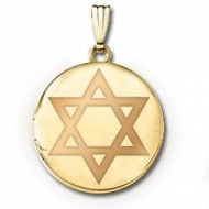 14k Yellow Gold Round  Star of David   Picture Locket