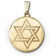 14k Yellow Gold Round  Star of David   Picture Locket