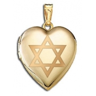 14K Yellow Gold   Star of David  Sweetheart Locket