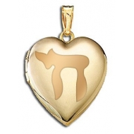 14K Yellow Gold   Chai Symbol  Sweetheart Locket