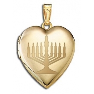 14K Yellow Gold   Menorah  Sweetheart Locket