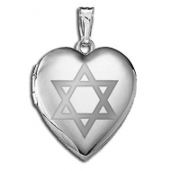 Sterling Silver   Star of David  Heart Locket