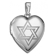 Sterling Silver   Star of David  Heart Locket