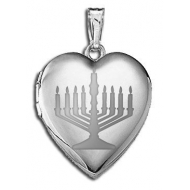 14k White Gold  Menorah  Sweetheart Locket