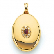 18K Yellow Gold Diamond   Ruby Locket