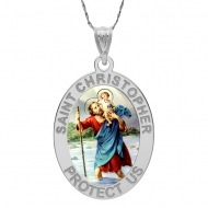 Saint Christopher OVAL Medal   Color EXCLUSIVE 