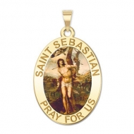 Saint Sebastian   Oval Medal  Color EXCLUSIVE 