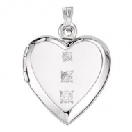14k White Gold  I Forever Do  3 Stone Diamond Locket