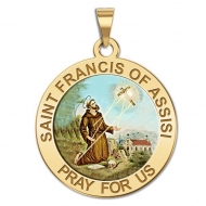 Saint Francis of Assisi Medal   receiving stigmata  Color EXCLUSIVE 