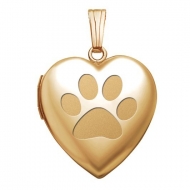 14K Yellow Gold   Dog s Paw Print  Sweetheart Locket