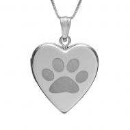 Sterling Silver   Dog s Paw Print  Sweetheart Heart Locket