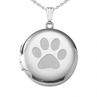Sterling Silver  Dog s Paw Print  Round  Picture Locket
