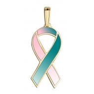 Awareness Ribbon Pink   Teal Color Charm