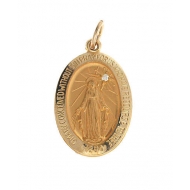 14K Gold Miraculous Medal  H  w  Diamond