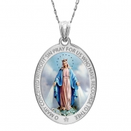 Miraculous Medal  EXCLUSIVE  Color Oval Pendant