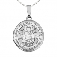 Sterling Silver  St  Francis   Animal Protector  Round  Picture Locket