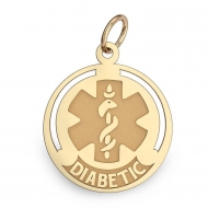 14K Gold Round Medical  Diabetic  Charm