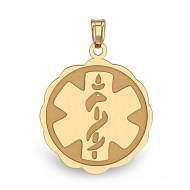 14K Gold  Floral Curved  Medical Charm