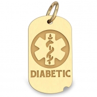 14K Gold Dog Tag  Diabetic  Pendant
