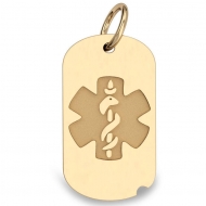 14K Gold Dog Tag Medical Pendant