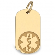 14K Gold Dog Tag Medical Pendant