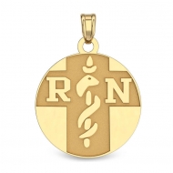 14K Gold Round  RN   Pendant