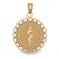 14K Gold Round Medical Pendant