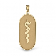 14K Gold Oval Medical Pendant