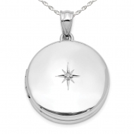 Sterling Silver Round w  Diamond Picture Locket