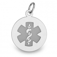 Sterling Silver Round Medical ID Charm or Pendant