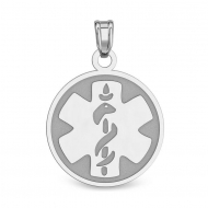 Sterling Silver Round Medical ID Charm or Pendant