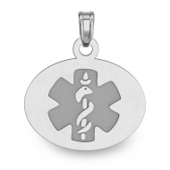 Sterling Silver Oval Medical ID Charm or Pendant