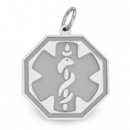 Sterling Silver Octagon Medical ID Charm or Pendant